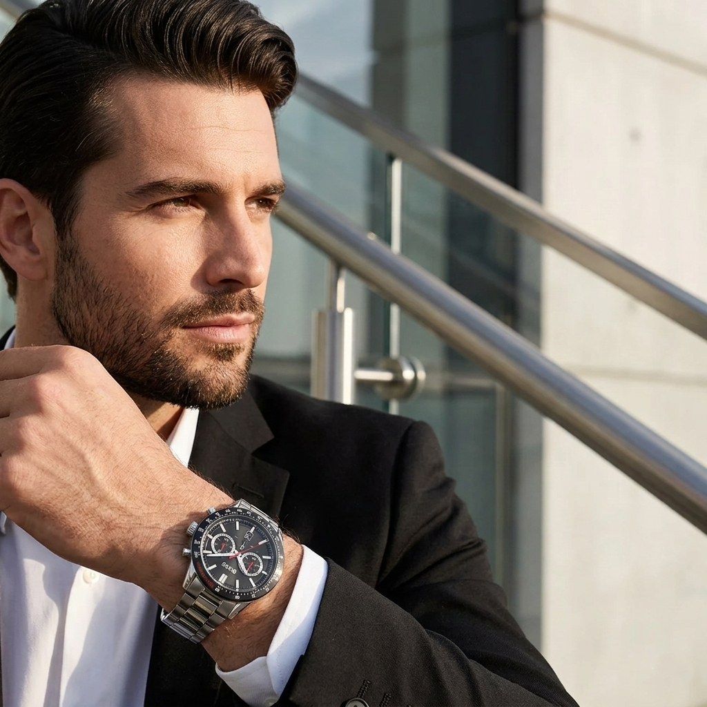 Hugo Boss Allure 1513922 Silver Case Black Dial Silver Metal Men's Watch