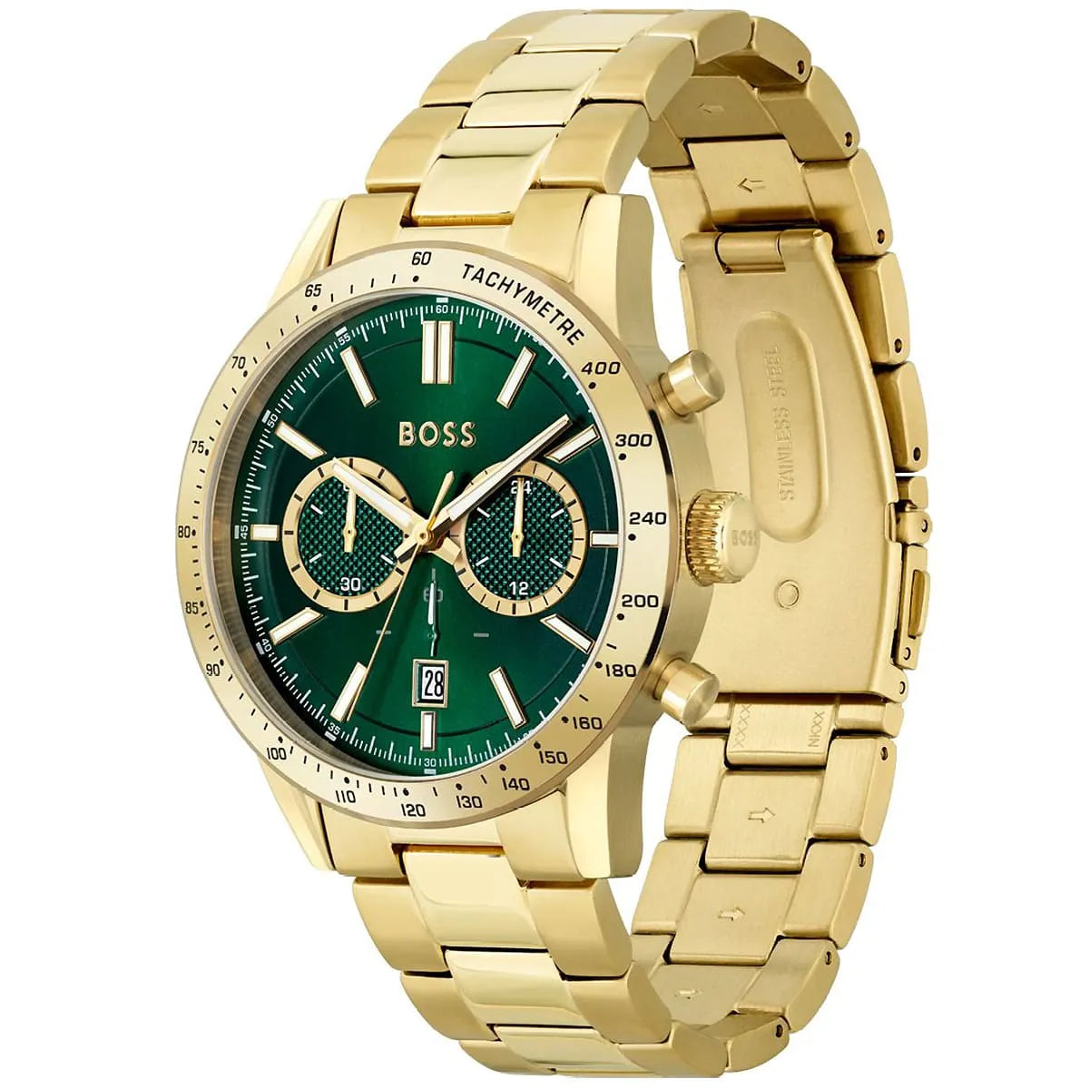 Hugo Boss Allure 1513923 Gold Ion-Plated Stainless Steel Green Dial Men's Watch