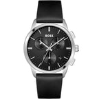 Hugo Boss Dapper 1513925 Silver Case Black Dial Black Leather Men's Watch