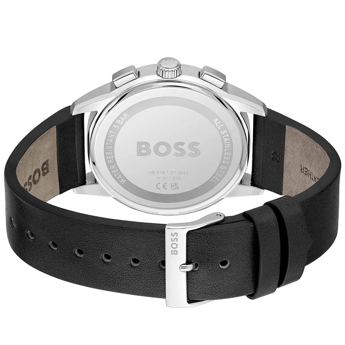 Hugo Boss Dapper 1513925 Silver Case Black Dial Black Leather Men's Watch