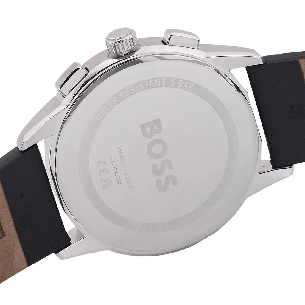 Hugo Boss Dapper 1513925 Silver Case Black Dial Black Leather Men's Watch