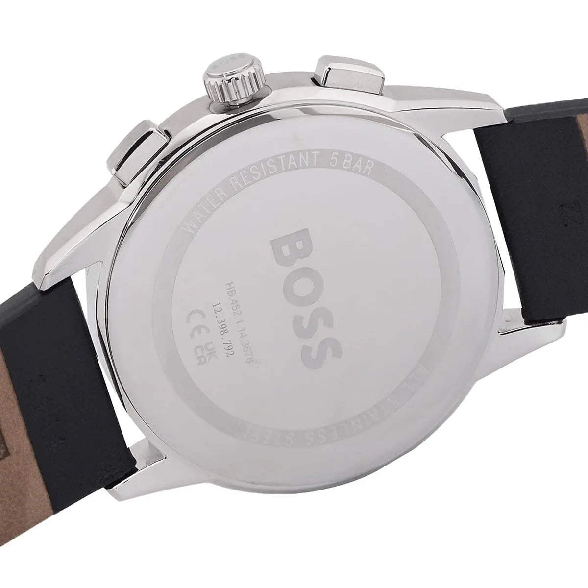 Hugo Boss Dapper 1513925 Silver Case Black Dial Black Leather Men's Watch
