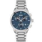 Hugo Boss Dapper 1513927 Silver Case Blue Dial Silver Metal Link Men's Watch