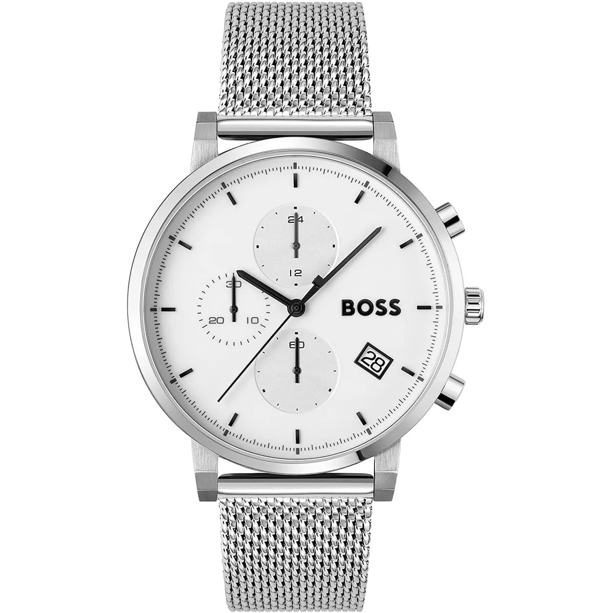 Hugo Boss Skymaster 1513933 Chronograph White Dial Men's Mesh Watch