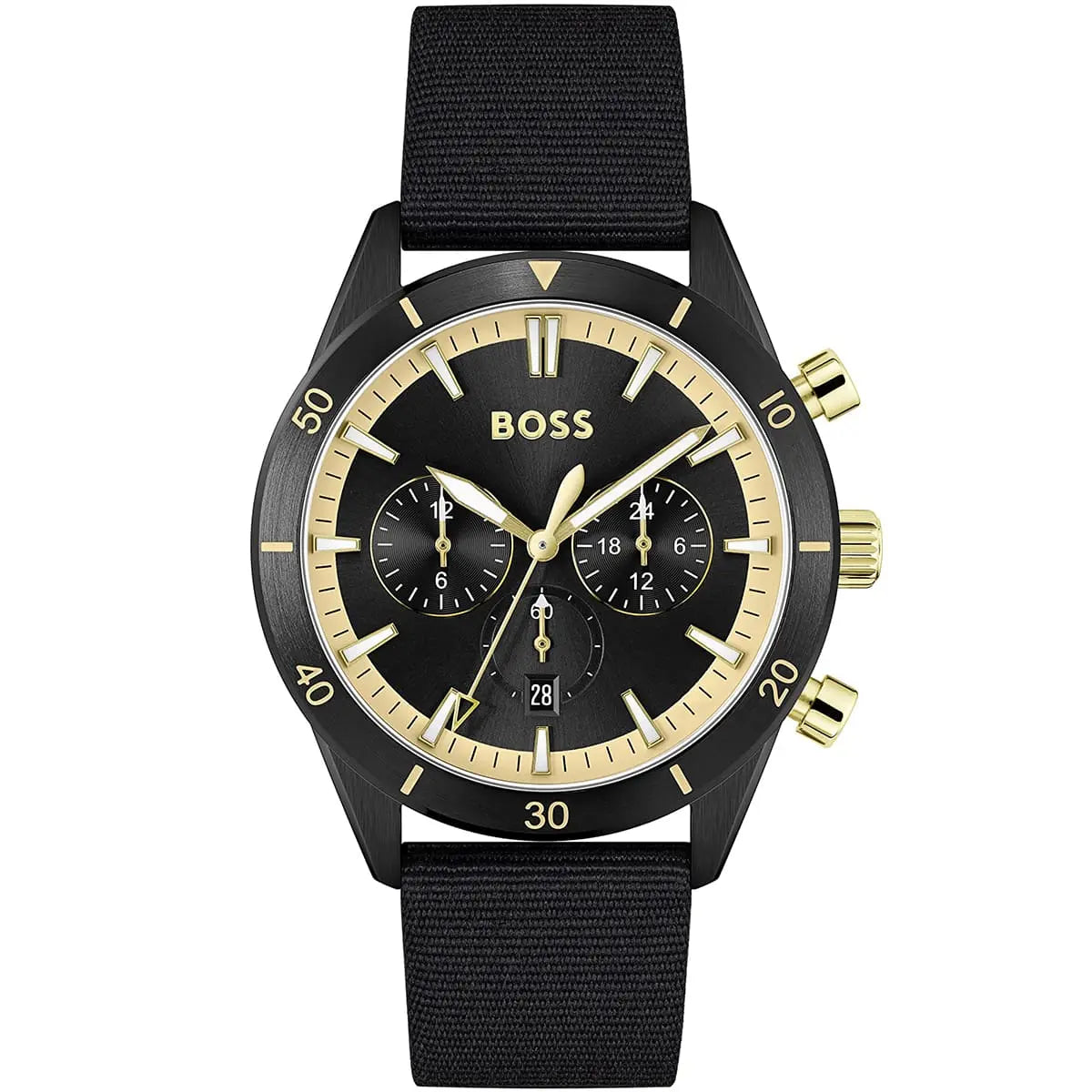Hugo Boss Santiago 1513935 Black Case Black Dial Black Synthetic Fiber Men's Watch