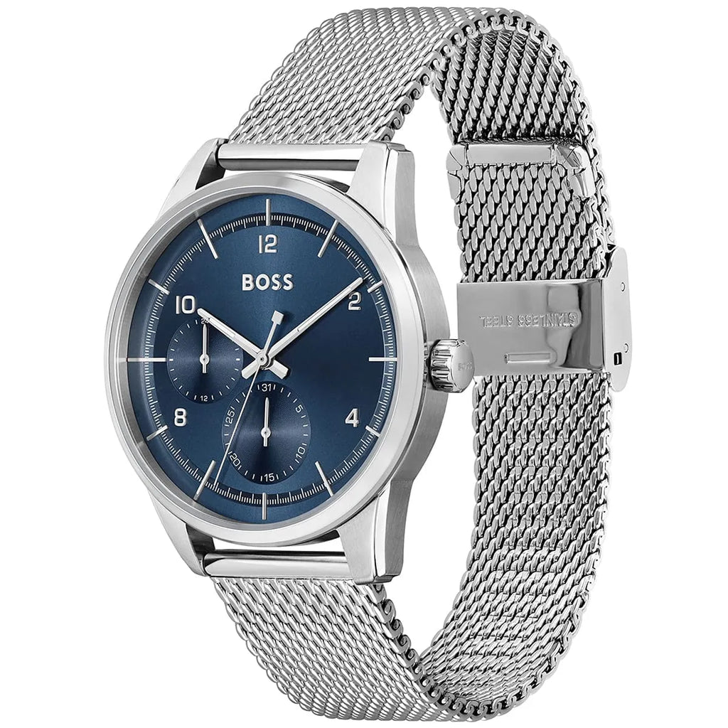 Hugo Boss Sophio 1513942 Silver Case Blue Dial Silver Mesh Bracelet Men's Watch