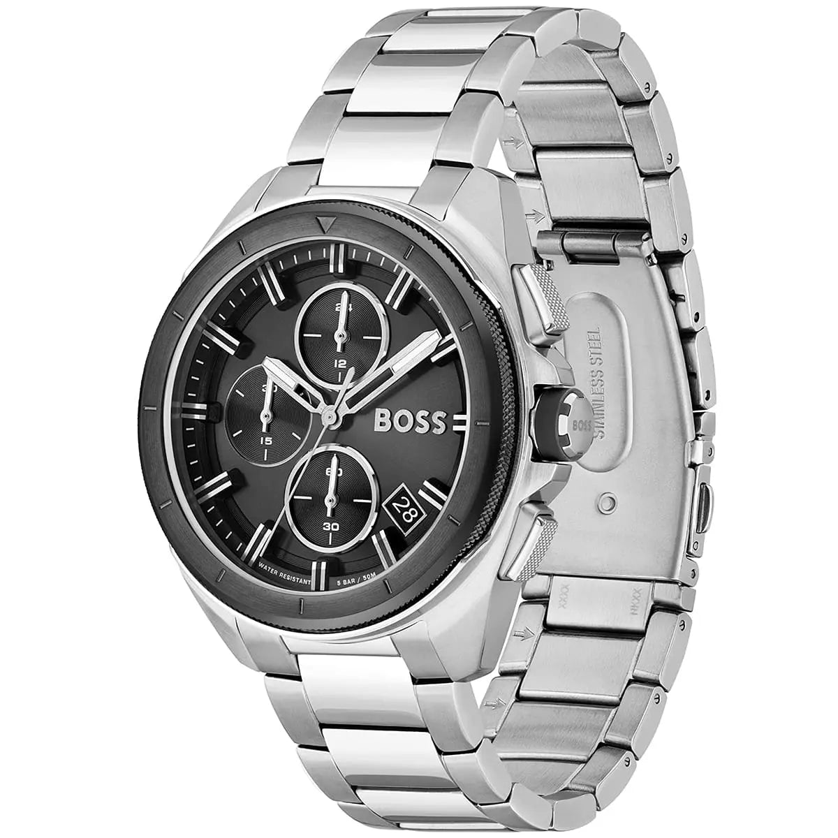 Hugo Boss Volane 1513949 Silver Case Black Dial Silver Metal Men's Watch