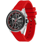Hugo Boss Volane 1513959 Black Case Black Dial Red Rubber Strap Men's Watch