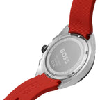 Hugo Boss Volane 1513959 Black Case Black Dial Red Rubber Strap Men's Watch