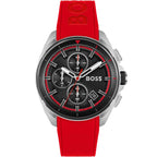 Hugo Boss Volane 1513959 Black Case Black Dial Red Rubber Strap Men's Watch