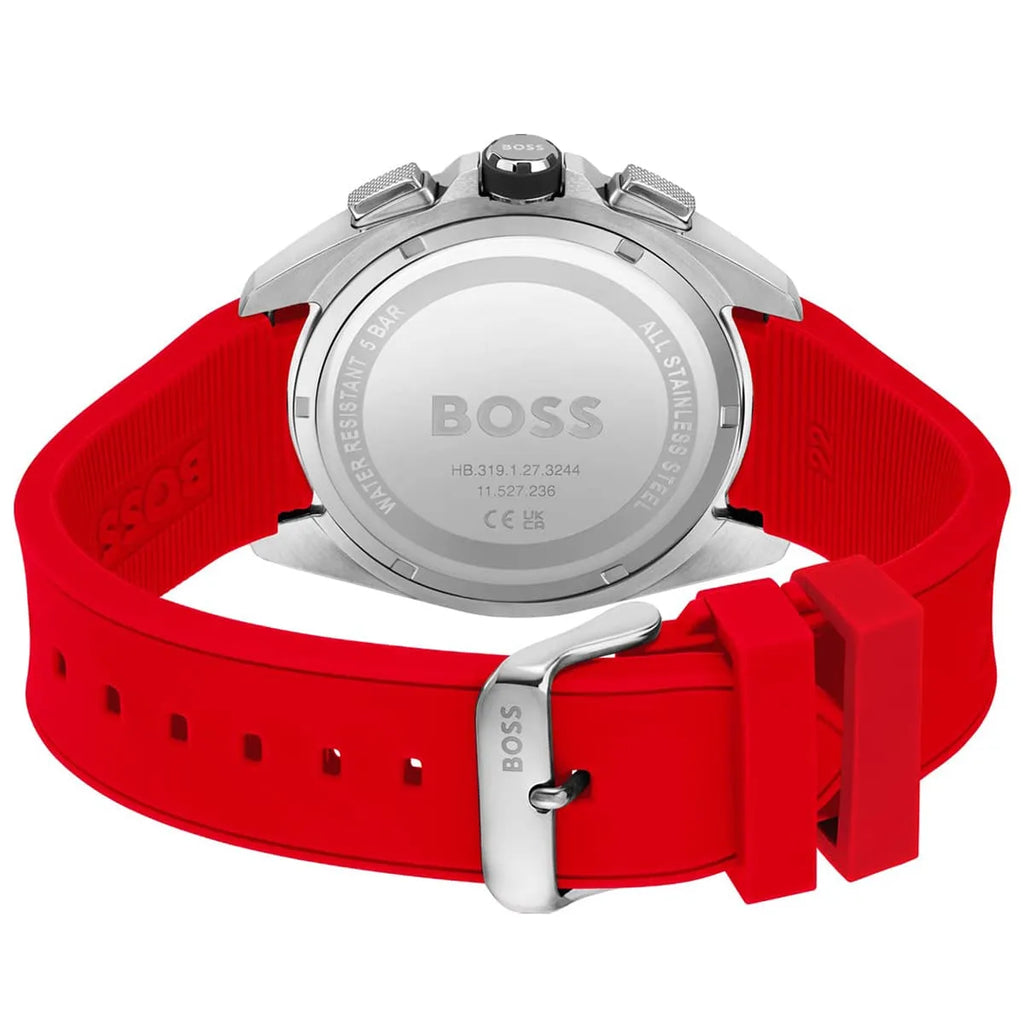Hugo Boss Volane 1513959 Black Case Black Dial Red Rubber Strap Men's Watch