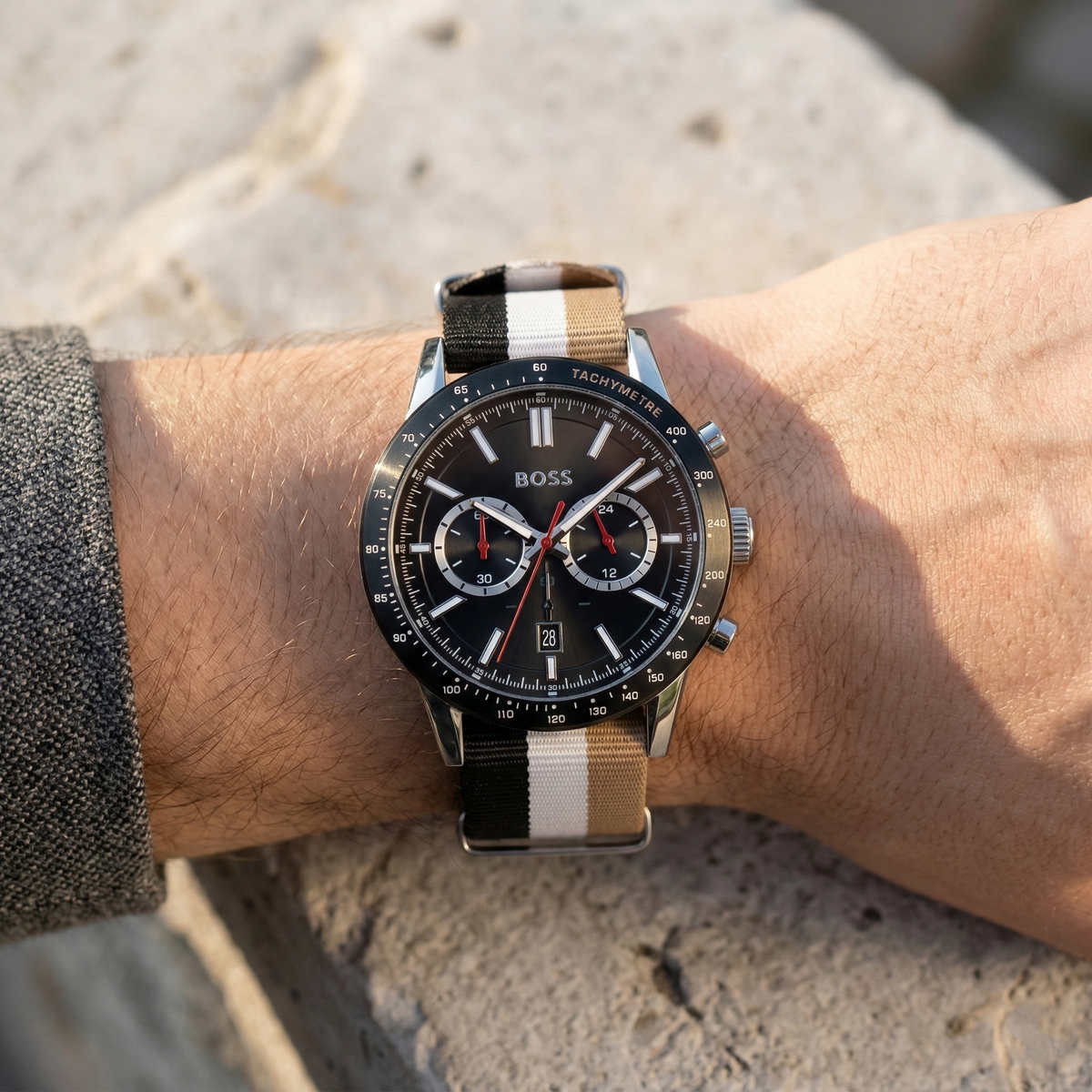 Hugo Boss Allure 1513963 Black Case Black Dial Multicolored Fiber Men's Watch