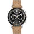 Hugo Boss Allure 1513964 Black Ion-Plated Case Black Dial Beige Leather Men's Watch