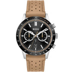 Hugo Boss Allure 1513964 Black Ion-Plated Case Black Dial Beige Leather Men's Watch
