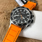 Hugo Boss Energy 1513970 Silver Case Black Dial Orange Rubber Men's Watch