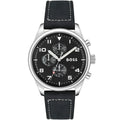 Hugo Boss View 1513987 Silver Case Black Dial Black Leather Men's Watch
