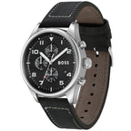 Hugo Boss View 1513987 Silver Case Black Dial Black Leather Men's Watch