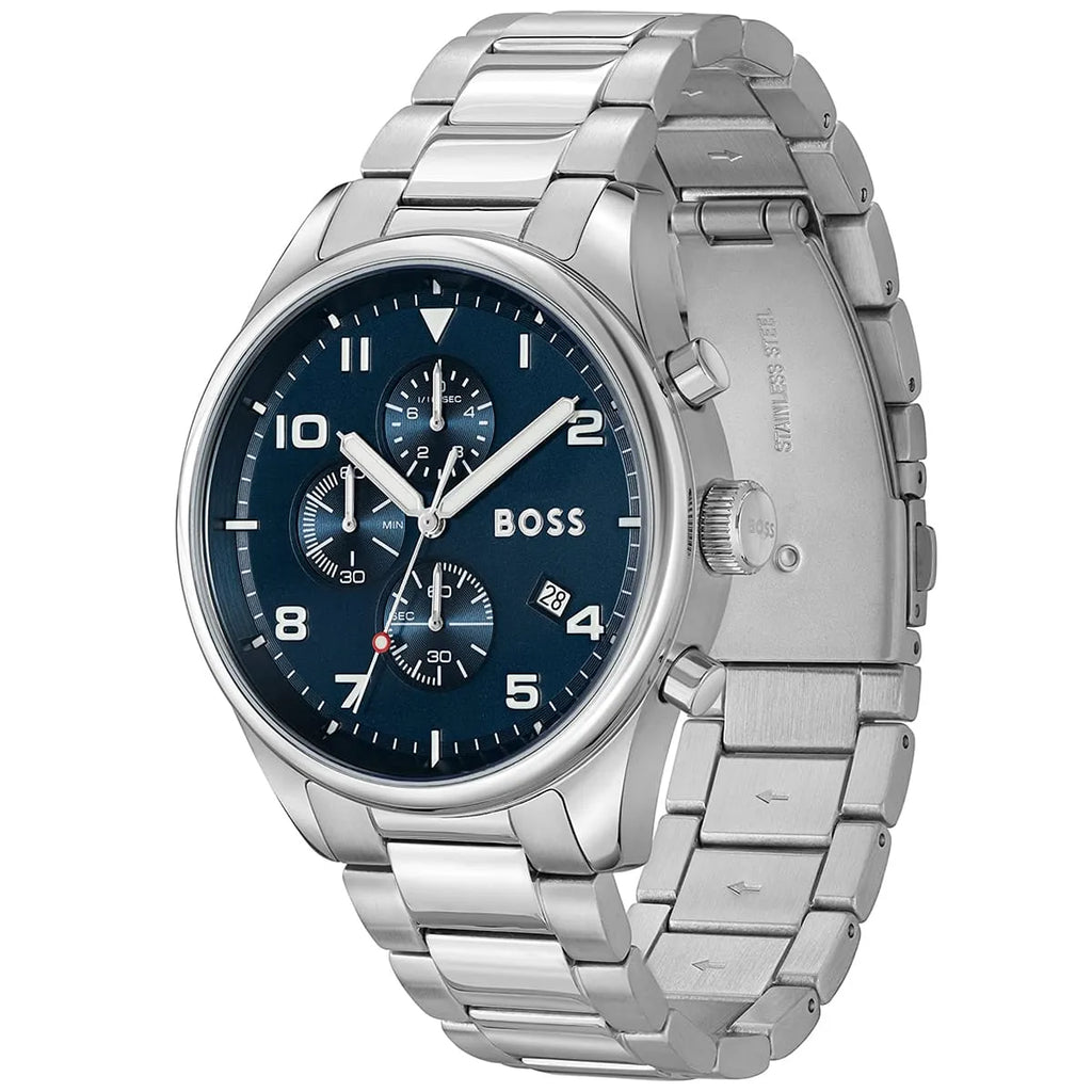 Hugo Boss View 1513989 Silver Case Blue Dial Silver Metal Men's Watch