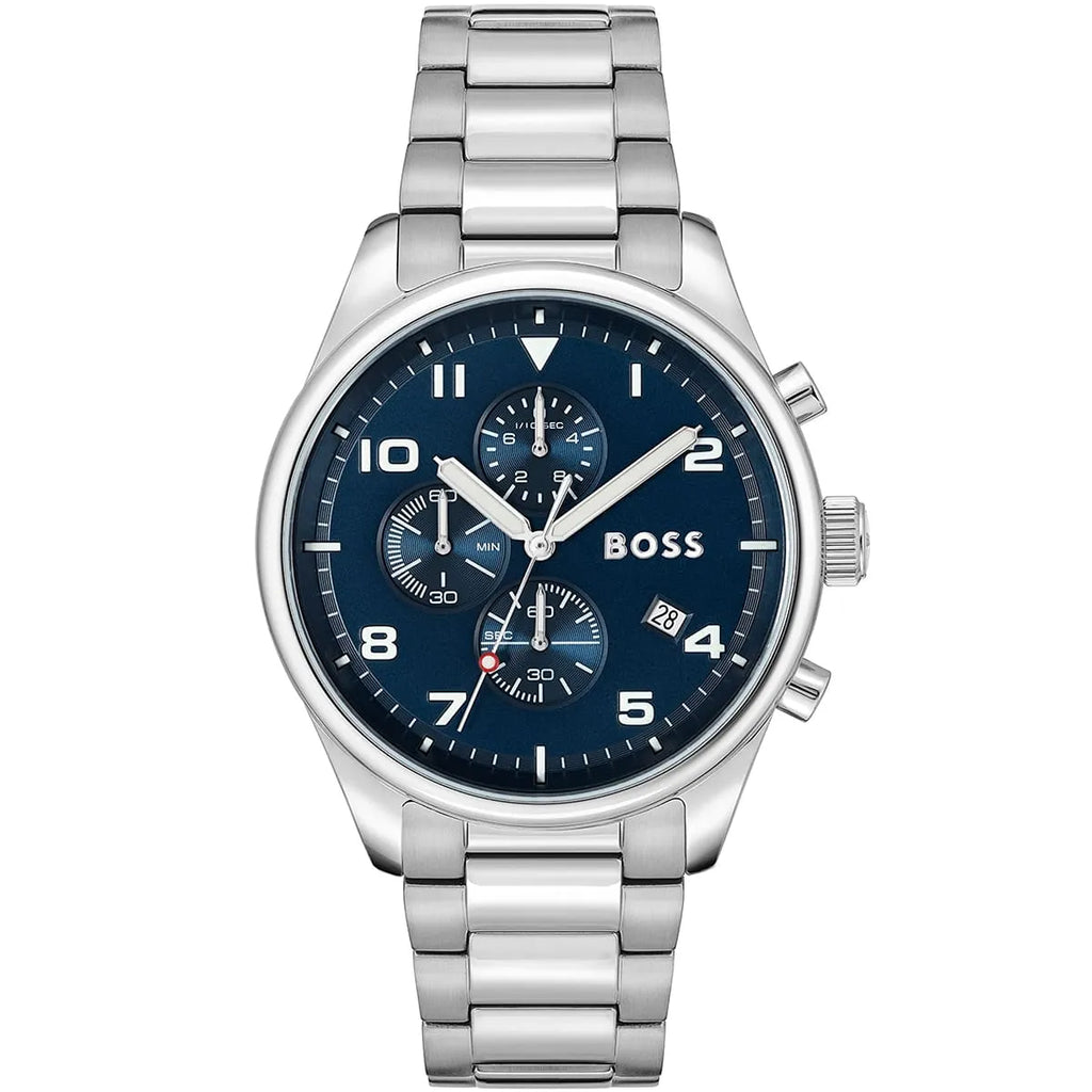 Hugo Boss View 1513989 Silver Case Blue Dial Silver Metal Men's Watch