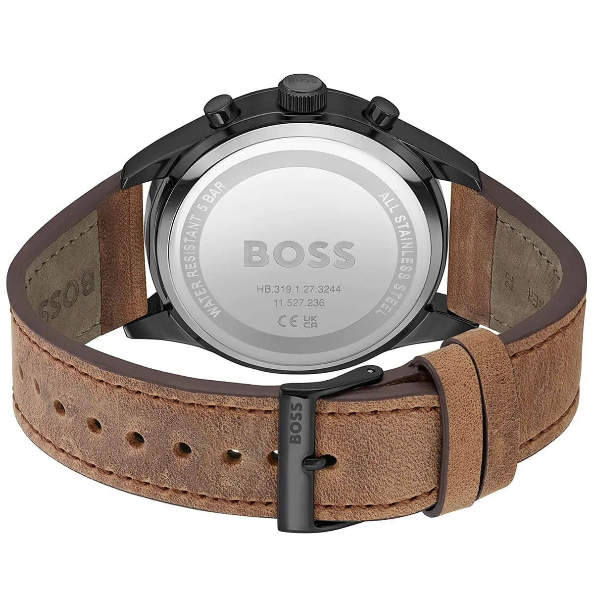 Hugo Boss View 1513990 Black Case Beige Dial Brown Leather Men's Watch