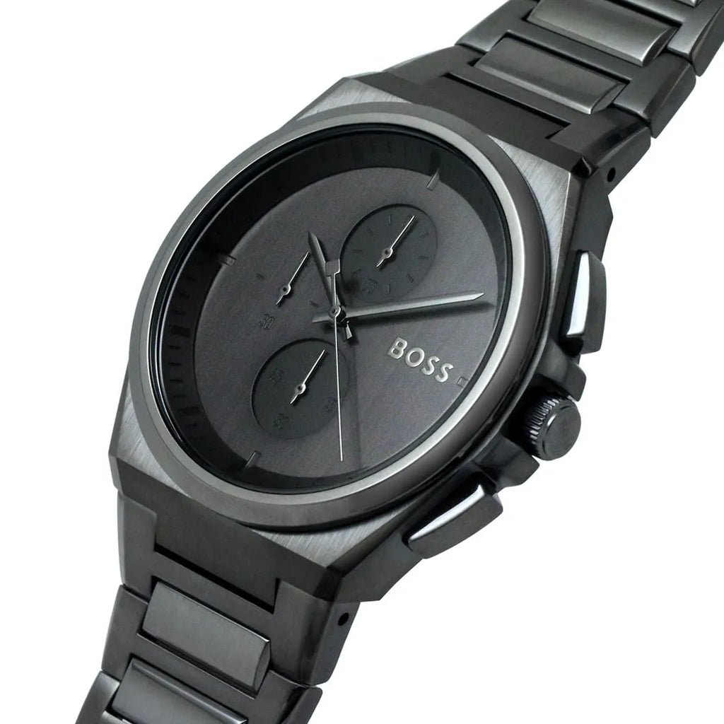 Hugo Boss Steer 1513996 Gray Ion-Plated Stainless Steel Gray Dial Men's Watch