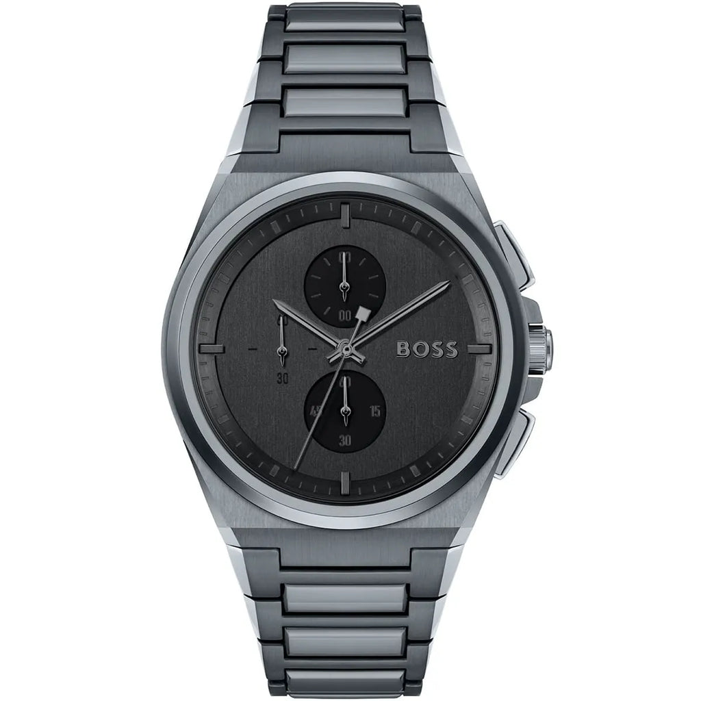 Hugo Boss Steer 1513996 Gray Ion-Plated Stainless Steel Gray Dial Men's Watch