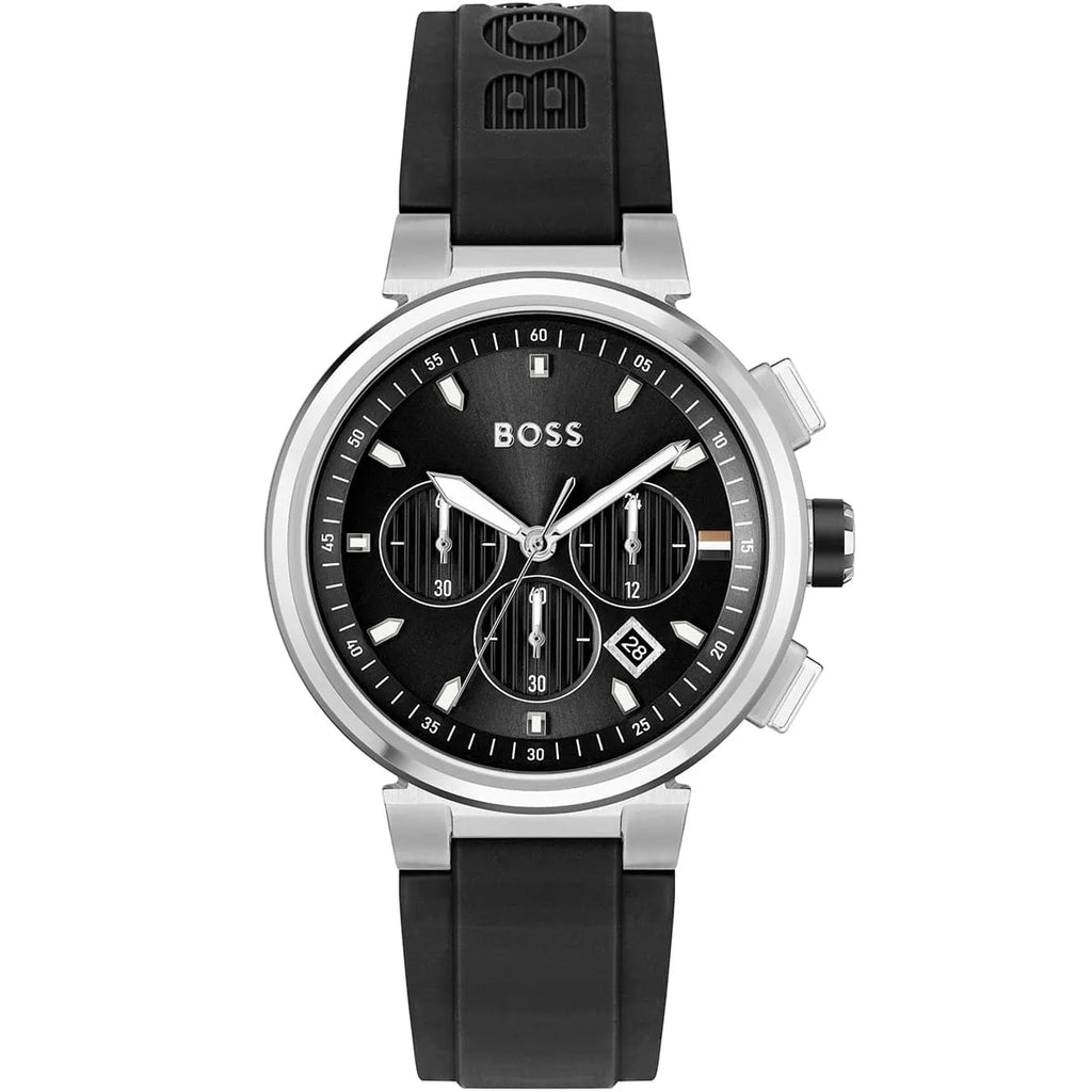 Hugo Boss One 1513997 Silver Stainless Steel Black Silicone Chronograph Watch