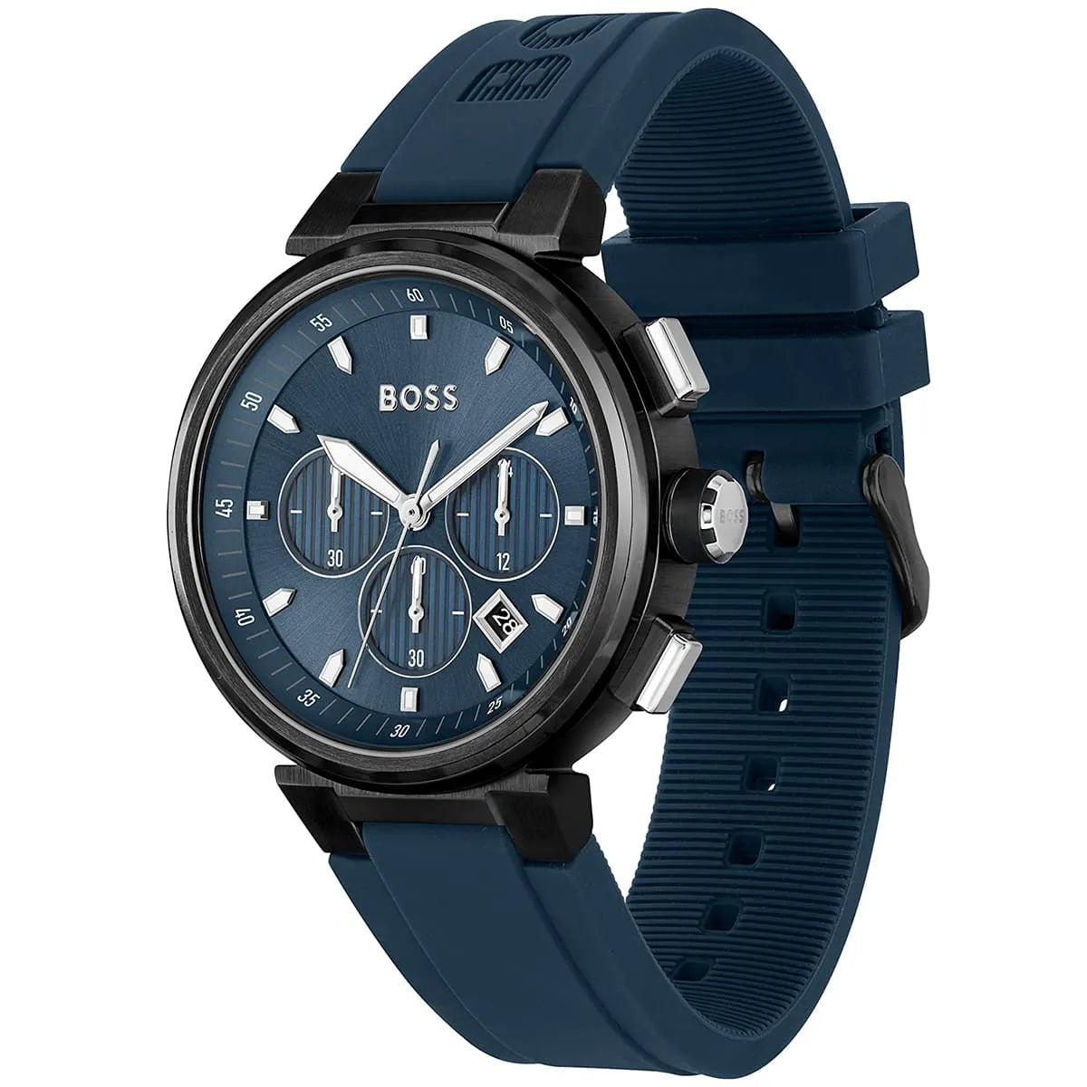 Hugo Boss Runner 1513998 Black Case Blue Dial Blue Rubber Men's Watch