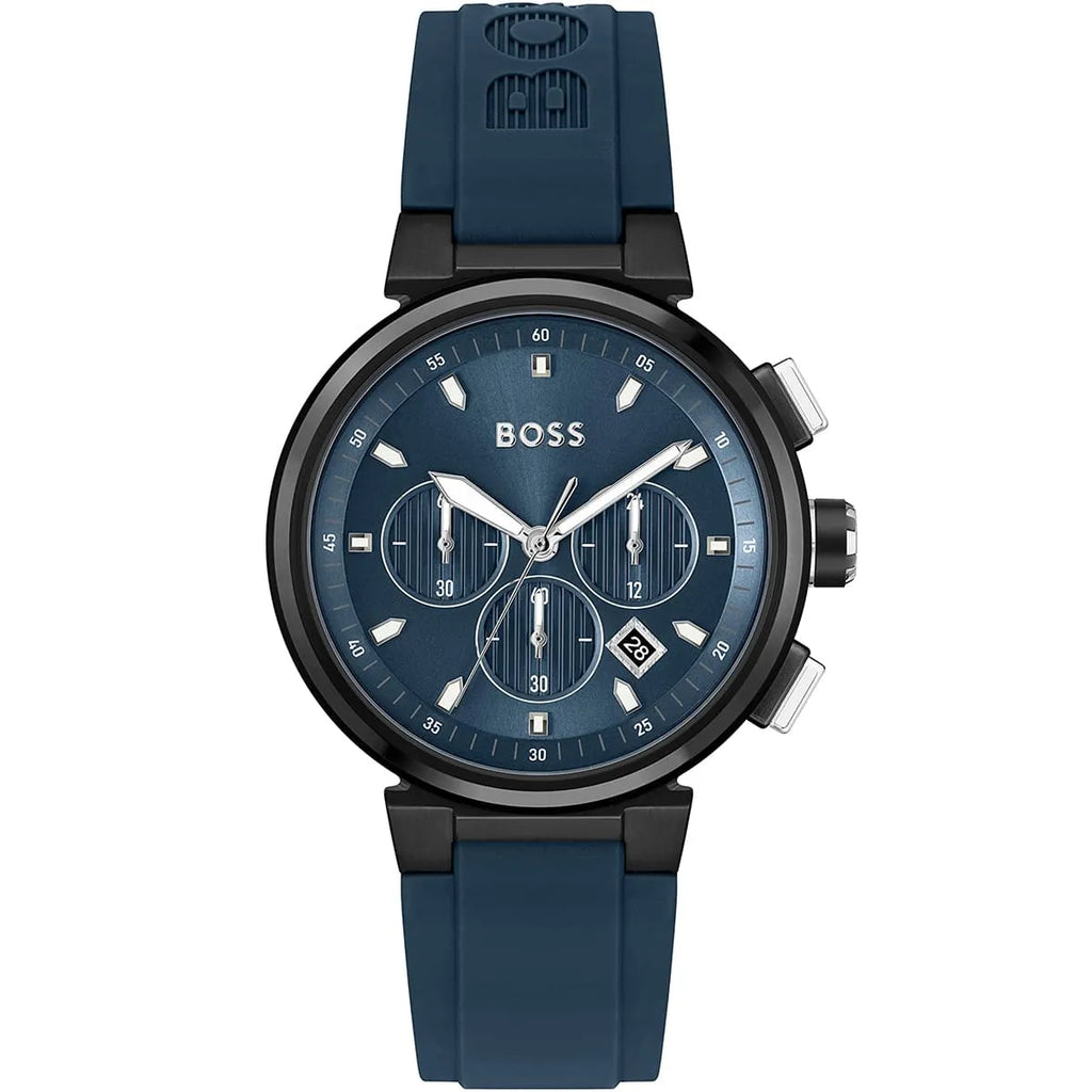 Hugo Boss Runner 1513998 Black Case Blue Dial Blue Rubber Men's Watch