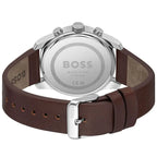 Hugo Boss Trace 1514002 Silver Case Blue Dial Brown Leather Men's Watch