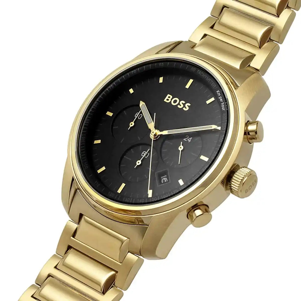 Hugo Boss Trace 1514006 Gold-Tone Black Dial Chronograph Men's Watch
