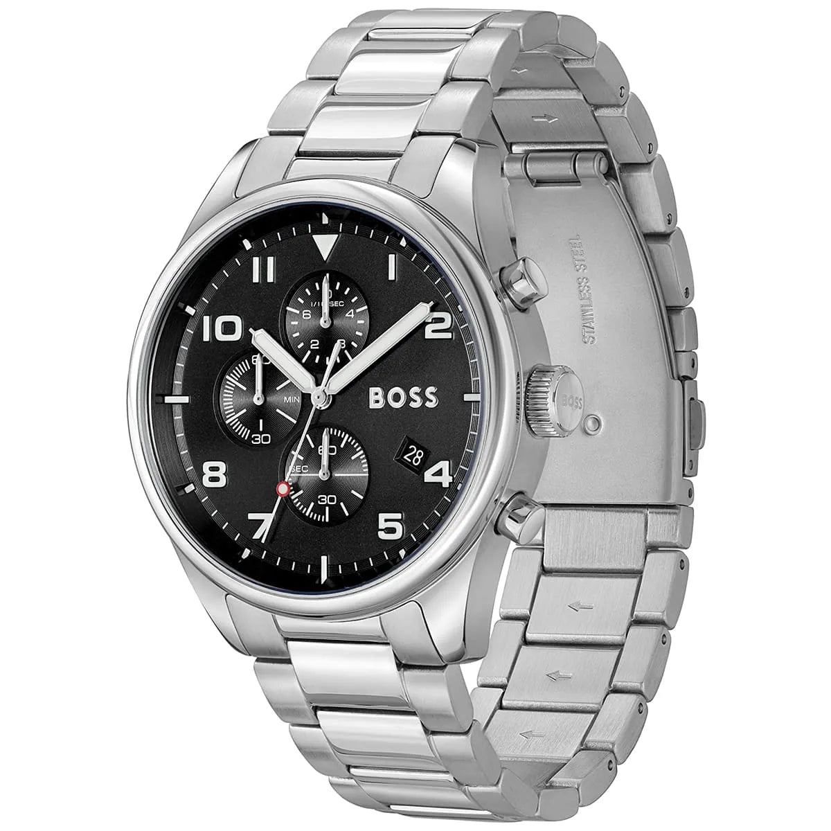 Hugo Boss View 1514008 Silver Case Black Dial Silver Metal Men's Watch