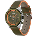 Hugo Boss Cloud 1514018 Silver Case Green Dial Green Leather Men's Watch
