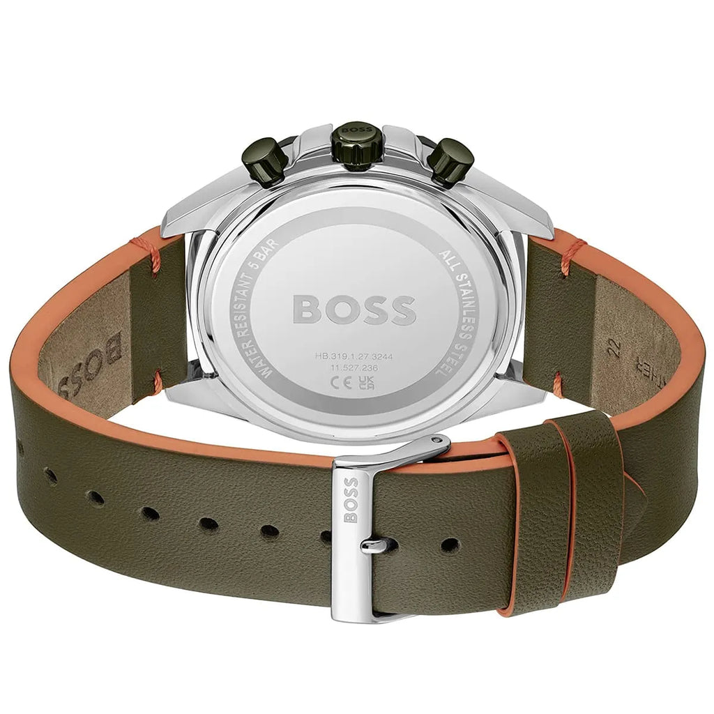 Hugo Boss Cloud 1514018 Silver Case Green Dial Green Leather Men's Watch