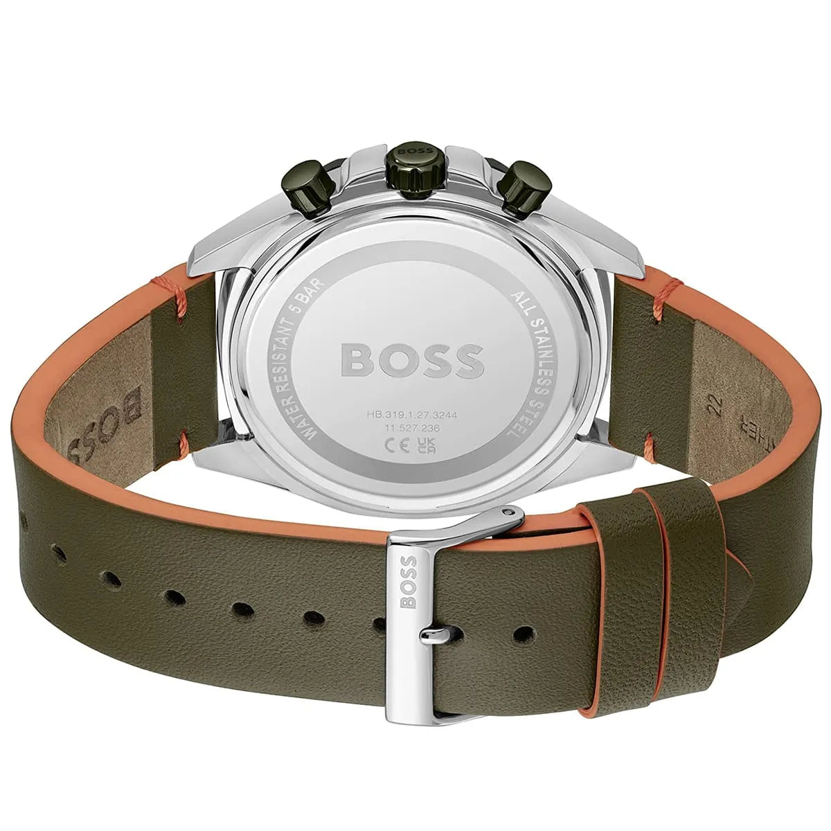 Hugo Boss Cloud 1514018 Silver Case Green Dial Green Leather Men's Watch