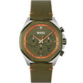 Hugo Boss Cloud 1514018 Silver Case Green Dial Green Leather Men's Watch