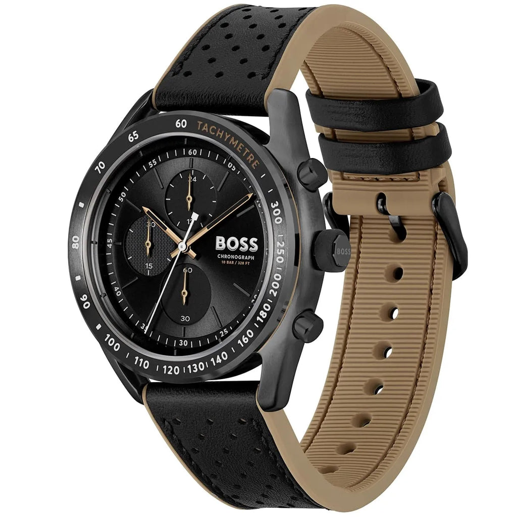 Hugo Boss Centre Court 1514022 Gunmetal Case Black Dial Black Rubber Men's Watch