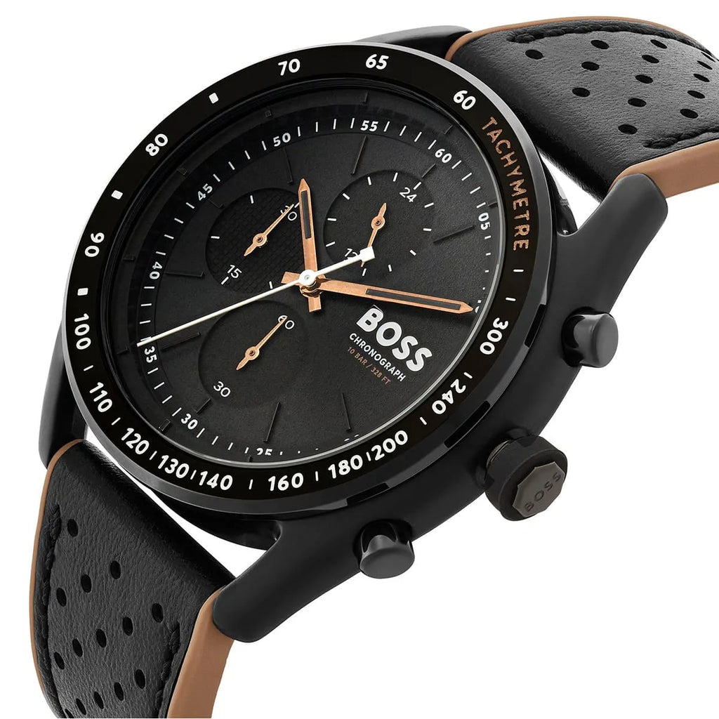 Hugo Boss Centre Court 1514022 Gunmetal Case Black Dial Black Rubber Men's Watch