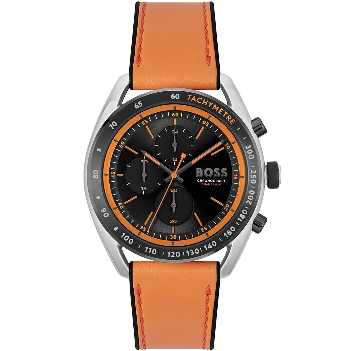 Hugo Boss Centre Court 1514025 Black Case Black Dial Orange Rubber Men's Watch