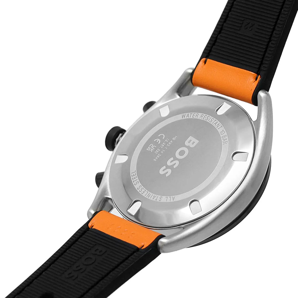 Hugo Boss Centre Court 1514025 Black Case Black Dial Orange Rubber Men's Watch