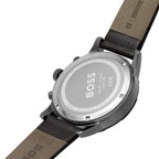 Hugo Boss Solgrade 1514030 Silver Case Blue Dial Brown Leather Men's Watch