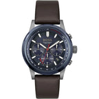 Hugo Boss Solgrade 1514030 Silver Case Blue Dial Brown Leather Men's Watch