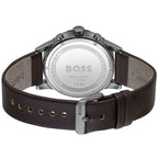 Hugo Boss Solgrade 1514030 Silver Case Blue Dial Brown Leather Men's Watch