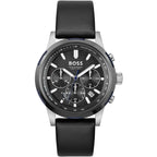Hugo Boss Solgrade 1514031 Grey Case Black Dial Black Leather Men's Watch