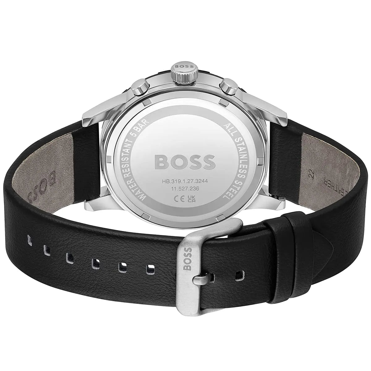 Hugo Boss Solgrade 1514031 Grey Case Black Dial Black Leather Men's Watch