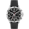 Hugo Boss Troper 1514055 Silver Case Black Dial Black Leather Men's Watch