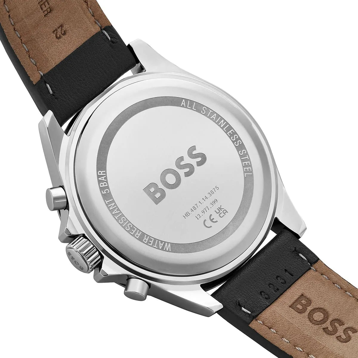 Hugo Boss Troper 1514055 Silver Case Black Dial Black Leather Men's Watch