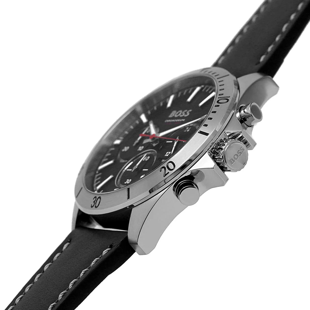 Hugo Boss Troper 1514055 Silver Case Black Dial Black Leather Men's Watch