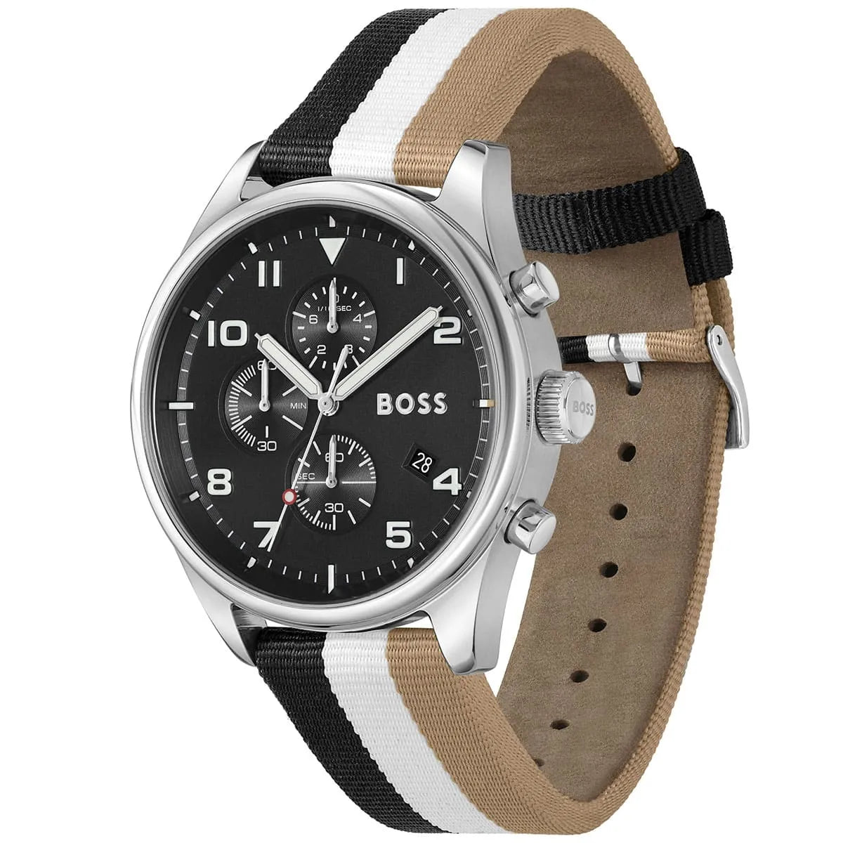 Hugo Boss View 1514062 Silver Case Black Dial Multicolored Textile Men's Watch