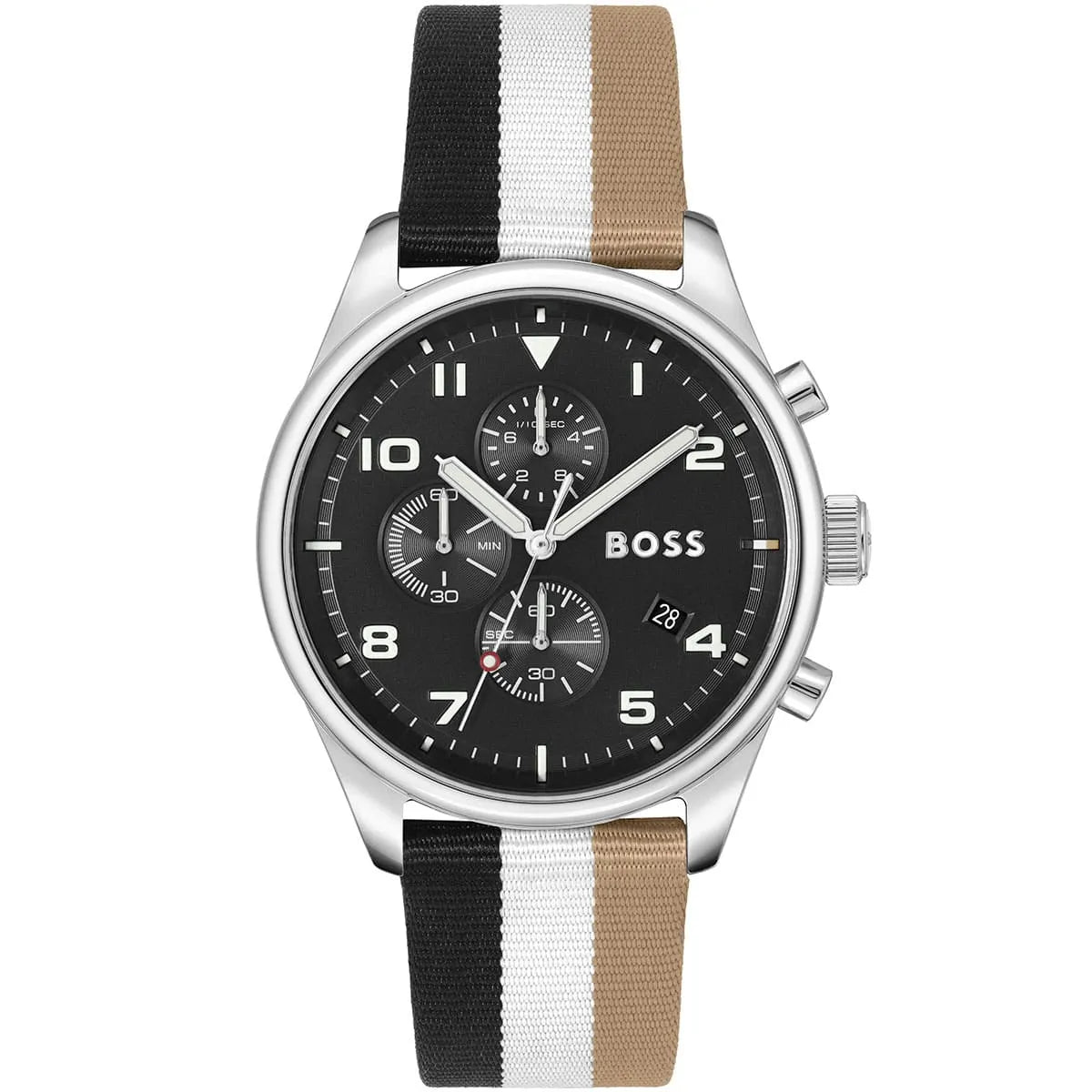 Hugo Boss View 1514062 Silver Case Black Dial Multicolored Textile Men's Watch